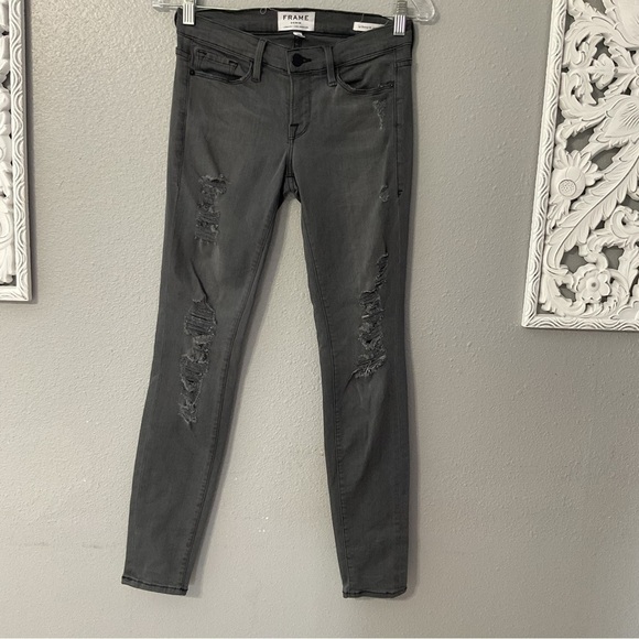 FRAME Grey Shred Le Skinny de Jeanne Jeans size 25 - Picture 2 of 13